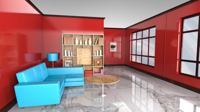 Living room Interior Model Lowpoly Assets 3D Модель .c4d .max .obj .3ds .fbx .stl .blend 