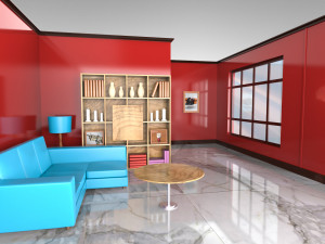 Living room Interior Model Lowpoly Assets 3D-Modell