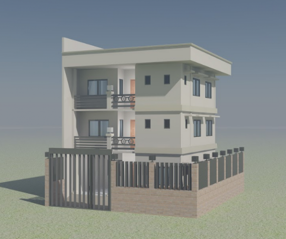 3- storey residential model 3D Model .c4d .max .obj .3ds .fbx .stl .blend 