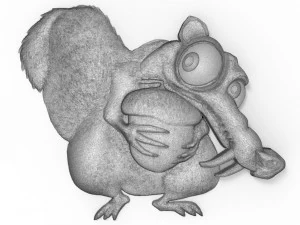 scrat ice age squirrel bas relief 3D Print Model