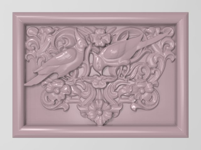 cockatoo parrots couple base relief 3Dプリントモデル .c4d .max .obj .3ds .fbx .stl .blend 