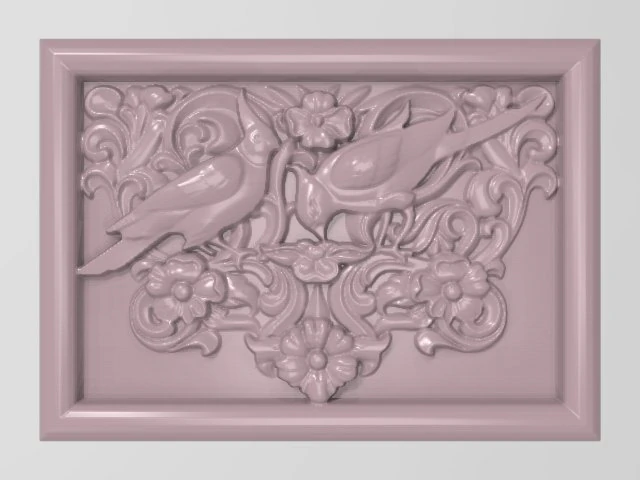 cockatoo parrots couple base relief 3D Print Model .c4d .max .obj .3ds .fbx .stl .blend 