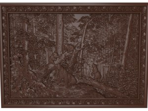 morning in a pine forest bears bas relief 3Dモデル