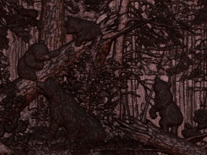morning in a pine forest bears bas relief 3D मॉडल