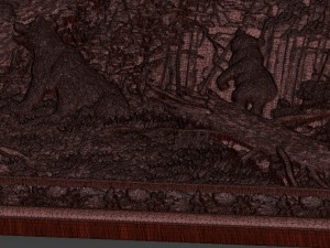 morning in a pine forest bears bas relief 3D मॉडल