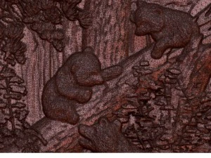 morning in a pine forest bears bas relief 3D Model