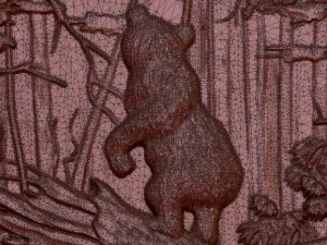 morning in a pine forest bears bas relief 3D Model