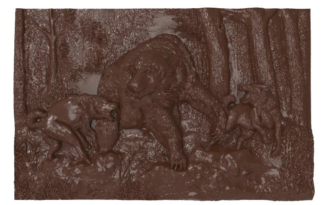 bear hunt bas relief 3D Model .c4d .max .obj .3ds .fbx .stl .blend 
