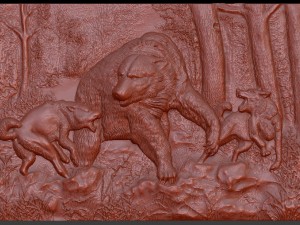 bear hunt bas relief 3D Model