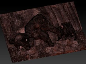 bear hunt bas relief 3D Model