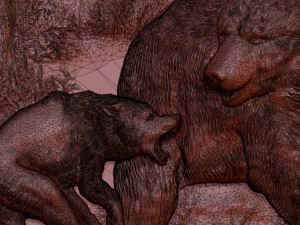 bear hunt bas relief 3D Model