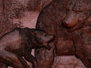 bear hunt bas relief 3D Model