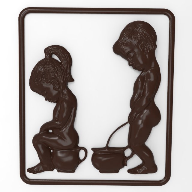 water closet toilet signboard bas relief 3D-Modell .c4d .max .obj .3ds .fbx .stl .blend 