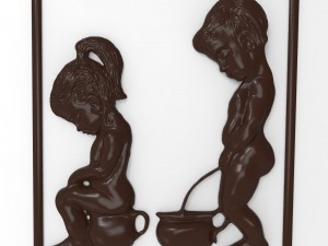 water closet toilet signboard bas relief 3D Model