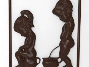 WC enseigne bas relief Modèle 3D