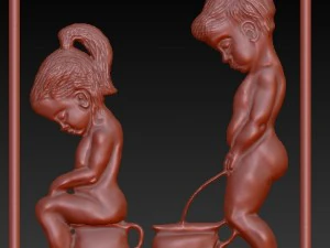 water closet toilet signboard bas relief 3D Model