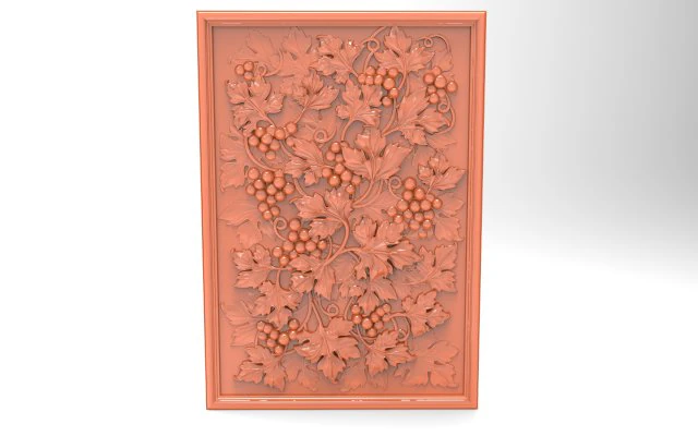 grape with leaves bas relief for cnc 3D Model .c4d .max .obj .3ds .fbx .stl .blend 