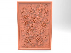 grape with leaves bas relief for cnc 3D Model
