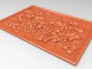 grape with leaves bas relief for cnc 3D Model