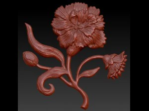 carnation bas relief for cnc 3D Model