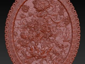 flowers composition bas relief for cnc 3D Model