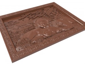 lions at rest bas relief for cnc Model 3D