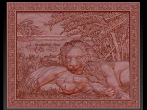 lions at rest bas relief for cnc 3D Model