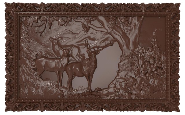 deers on lawn bas relief for cnc 3D 模型 .c4d .max .obj .3ds .fbx .stl .blend 