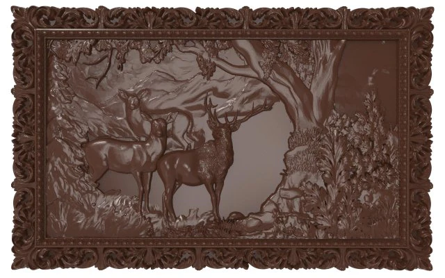 deers on lawn bas relief for cnc 3D Model .c4d .max .obj .3ds .fbx .stl .blend 
