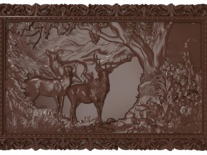 deers on lawn bas relief for cnc 3Dモデル