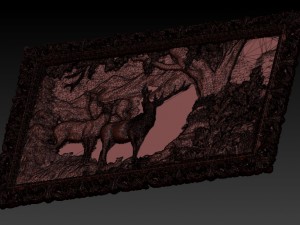 deers on lawn bas relief for cnc 3D 模型