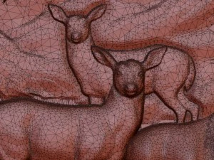 deers on lawn bas relief for cnc 3D Model