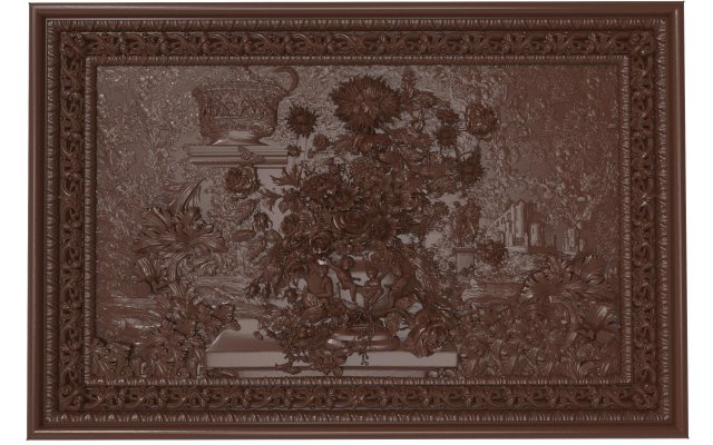 flowers composition in the frame bas relief for cnc 3D Модель .c4d .max .obj .3ds .fbx .stl .blend 