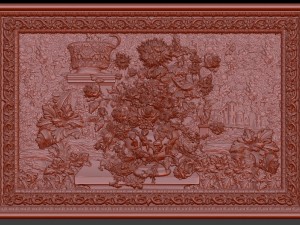 flowers composition in the frame bas relief for cnc 3D Модель