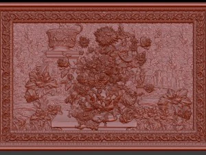 flowers composition in the frame bas relief for cnc 3D Model