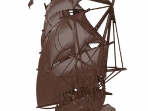 sailer ship bas relief for cnc 3D Model