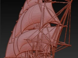 sailer ship bas relief for cnc 3D Model