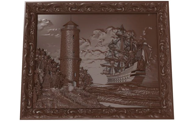 lighthouse and sailboat bas relief for cnc 3D Model .c4d .max .obj .3ds .fbx .stl .blend 