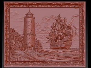 lighthouse and sailboat bas relief for cnc 3D-Modell