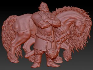 ilya murometz and his combat horse bas relief 3D Model