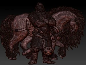 ilya murometz and his combat horse bas relief 3D Model