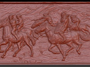 asian horsemen bas relief for cnc 3Dモデル