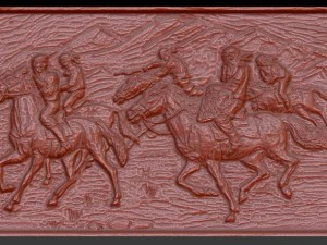 asian horsemen bas relief for cnc 3D Model