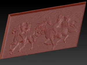 asian horsemen bas relief for cnc 3D Model