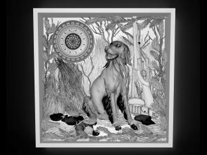 the hunting time bas relief 3D Model