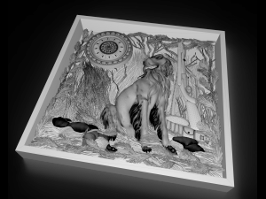 the hunting time bas relief 3D Model