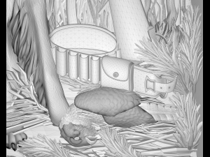the hunting time bas relief 3D Model