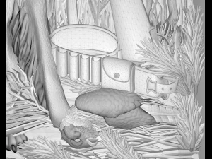 the hunting time bas relief 3D Model