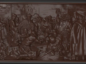 reply of the zaporozhian cossacks bas relief 3D Model