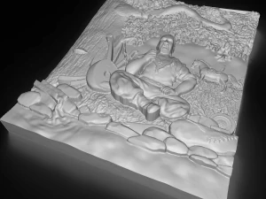 cossack mamay bas relief 3D Model